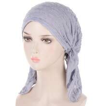 New Style Solid Color Cowhide Layered Bow-Knot Design Cap, With Hidden Hair Tie Bonnet Hair Bonnet Turban Winter Fall,Summer,Beach,Hat,Holiday,Travel - A - View 13