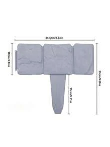 5pcs Garden Edging Imitation Stone Plastic Fence Landscape Fencing Panel Border Edge Flower Bed Section Edging Barrier For Outdoor(Please Note That As The Fence Is Made Of Plastic Material, Do Not Hammer The Edges Of The Fence. It Is Best To Use A Rubber Hammer When Inserting, And Please Ensure That The Ground Where The Lawn Is Installed Is Soft And Damp During Installation.) - Grey - View 4