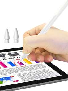 2 piezas de puntas de pluma táctil de reemplazo automático en un estuche, compatible con Apple Pencil de 1ra y 2da generación - Blanco - Ver 3