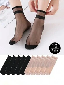 Set De 10 Pares De Medias Ultrafinas Y Transpirables Para Mujer Para El Verano