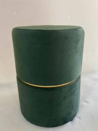 Kit 2 Puff Banqueta Verde com faixa Dourada