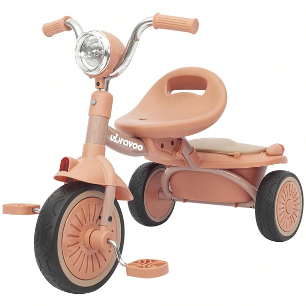 UBRAVOO UBRAVOO Baby Tricycle, składany wózek dla maluchów z pedałami, unikalne koła PU z elastycznym efektem pochłaniania wstrząsów, fajne światła, Baby First Walker Trike dla dziewczynek i chłopców w wieku 1-5 lat