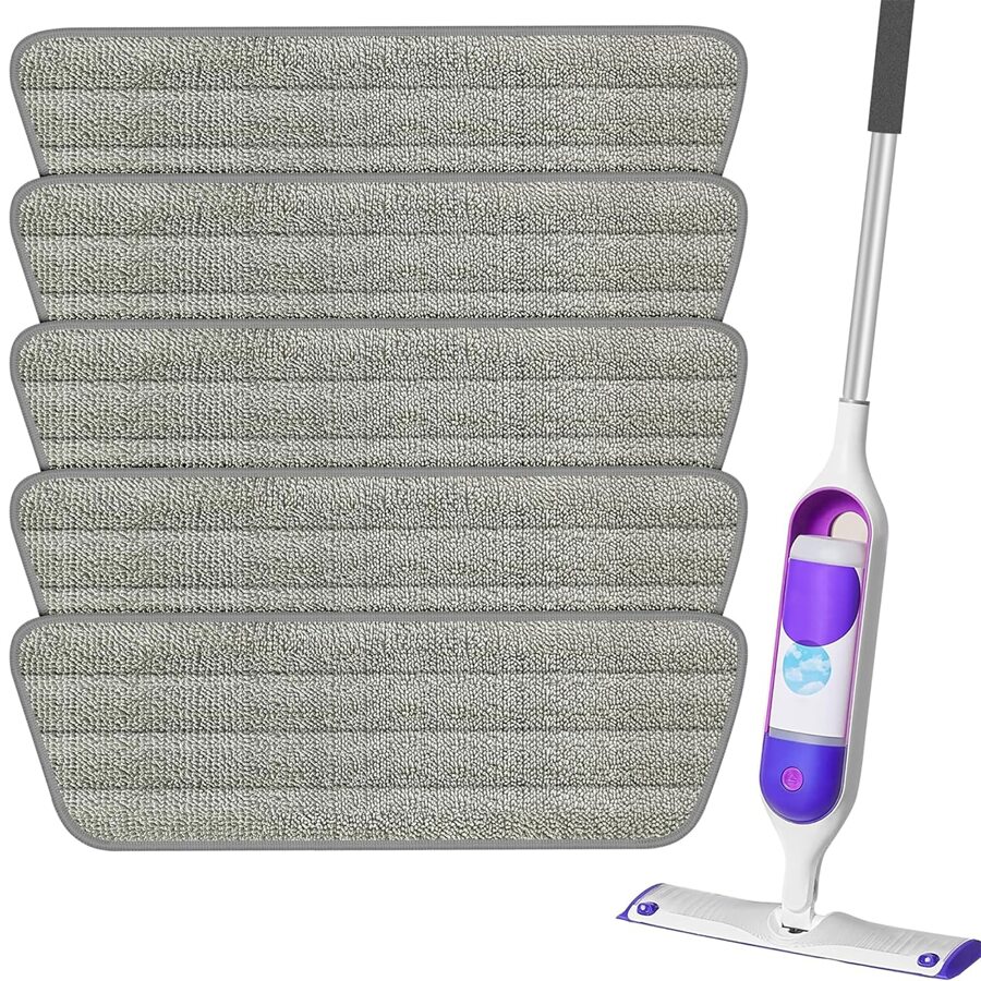 Microfiber Spray Mop Pads, Compatible With Mop (5 Pack), Reusable Washable Floor Mop Pads Replacement 15.3 X 5.1 Inch Dry Wet Mop Pads Refills For Home Kitchen Commercial Floor Cleaning - Gray 5PCS - View 1