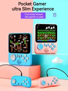 1 Pieza Consola De Juego Portátil 666-en-1, Estilo Clásico Y Retro, Mini Reproductor De Juegos De Video Portátil Desde La Infancia, Con Soporte Para Modo De Doble Jugador, Pantalla Grande, Puede Ser Un Regalo Perfecto - Multicolor - Ver 4