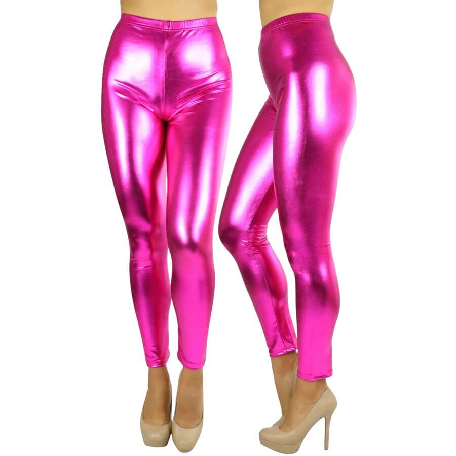 ToBeInStyle Women's Shiny Faux-Leather Legging - 紫紅色 - 查看 1