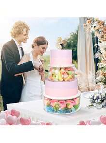 1 Pieza Soporte De Pastel Transparente Rellenable De Acrílico Con Base De Pastel Cilíndrica, Pilares De Pastel, Luces Y Estante De Visualización De Formas Para Decoración De Bodas, Cumpleaños Y Festivales - transparente - Ver 9