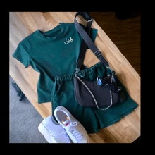 Women's T-Shirt And Shorts Set - 水鴨藍 - 查看 2