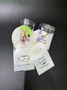 原創可愛塗鴉黑白小禮物包裝 OPP 自黏密封袋，Keep Smile、Happy、Have A Good Time 圖案配小愛心設計，禮品卡裝飾袋，適用派對、婚禮、節日禮物包裝 - 黑與白 - 查看 3