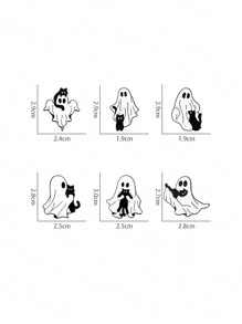 6pcs Cute Ghost Cat Enamel Pins Metal Brooches Black Cat Fashion Lapel Badge Backpack Clothes Animal Jewelry Gift For Friends - Multicolor - View 7