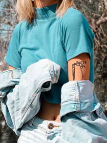 1片化學方程式紋身貼紙,防水持久7-14天,適用於男女日常使用手臂、腿 - 灰色 - 查看 4