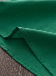 Young Girl 2-Piece Solid Color Ruffle Hem Sweet Top And Pleated Shorts Set, Summer - Green - View 6
