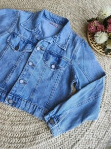Women Denim Jackets & Coats - 淺色水洗藍 - 查看 3