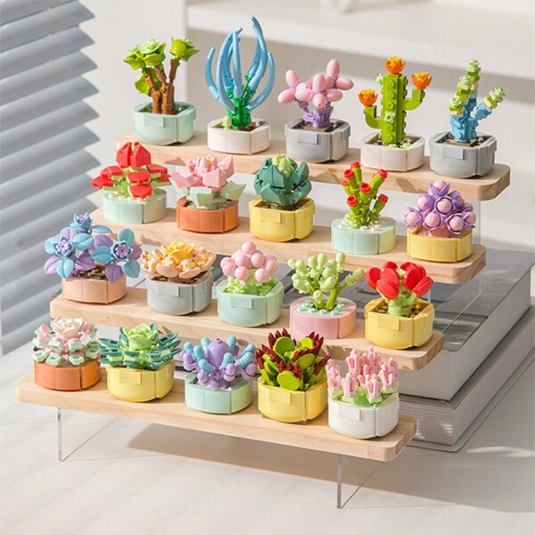 Diy Mini Blocks With Simulation Flower Pot Model For Adult Home Decor, Creative Eternal Life Plant Potting Blocks For Indoor Decoration, Creative Little Particle Plants Assembly Building Blocks Puzzle Toy, Birthday & Valentine's Day Gifts Room Decoration