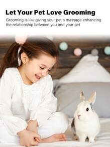 GJYC PET Bàn chải thỏ - Công cụ tự làm sạch để dễ dàng loại bỏ lông rụng và tóc rối, thích hợp cho thỏ, mèo và chó - Bàn chải massage - Hồng - Xem 5