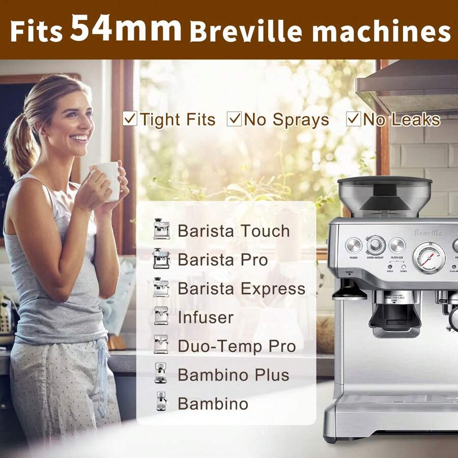 1pc Bottomless Portafilter 54mm, Bottomless Naked Portafilter Compatible With Breville 8 Series