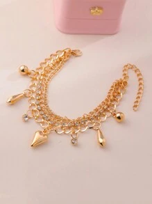 CVNANA 1入組8吊墜夏天高跟鞋,心,貝殼吊墜手環適用於海洋和海灘戀人,生日禮物帶皇冠和埃菲爾鐵塔手鏈 - 金黃色 - 查看 10