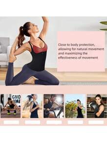 1pc Women Outdoor Sports Shapewear, Moisture-Wicking Slimming Bodysuit Zipper Vest Body Shaper Corset Bustier Vest 3-Layer Sweat-Absorbing Vest, Waist Trainer, Summer 2025 Gym Accessories For Belly Slimming Girdles, Lumbar Girdles For Belly Slimming Corset - Black - View 6