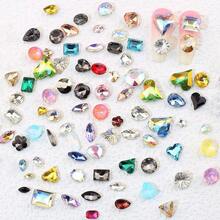 50入組彩色尖底指甲鑽石，指甲寶石，指甲水晶鑽石，可愛的蝴蝶星心幾何多種形狀鑽石。裝飾鑽石手工藝品，提供指甲用品DIY - 彩色 - 查看 7