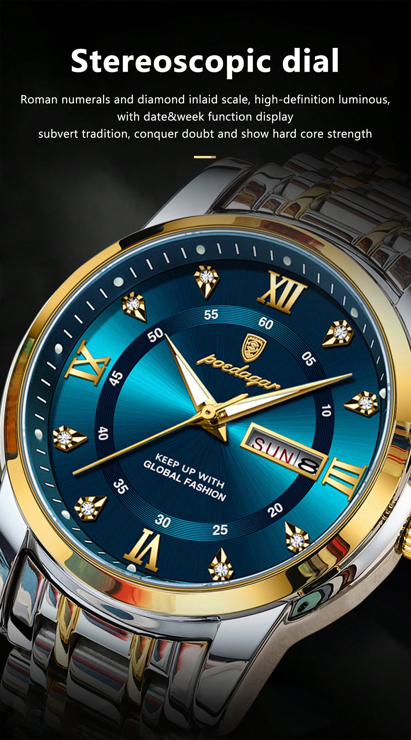 POEDAGAR Luxury Watch For Man Elegant Date Week Waterproof Luminous Men ...