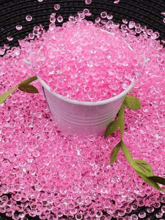 1500 件/包婚礼桌散水晶亚克力水钻花瓶填充物 4 毫米水钻适用于婚礼、新娘送礼会、情人节装饰、花瓶珠装饰、婚礼季节装饰（粉色）、圣诞节