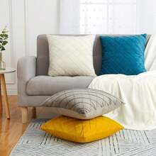 1/2 vỏ gối Sherpa họa tiết hình thoi (không bao gồm ruột gối), vỏ gối vuông, gối trang trí nhà ngày lễ, vải mềm mại thoải mái như vải lanh, đồ trang trí hiện đại cho ghế sofa, phòng ngủ gia đình, ký túc xá - Xám - Xem 4