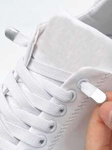 1 Pair Kids Elastic No Tie Shoelaces With Flat Buckle, 100cm Length, Suitable For Boys & Girls' White Shoes,Women Men Sneakers Shoes