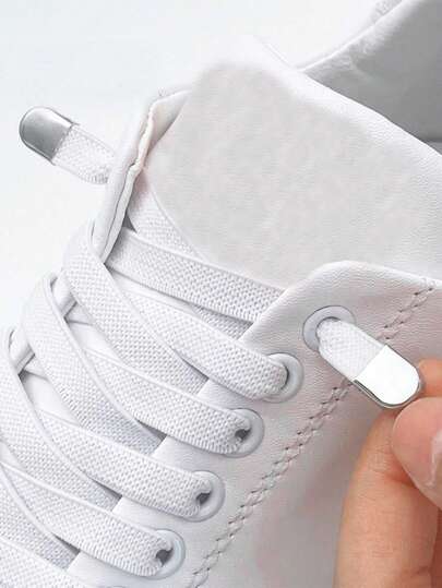 1 双儿童弹性免系带鞋带，带扁平扣，长度 100 厘米，适合男孩和女孩的白鞋、女士男士运动鞋