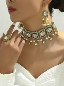 4 cái/bộ Đúng mốt Hợp kim kẽm Pha lê & Ngọc trai Giả Tua trang trí Bộ trang sức Đối với phụ nữ Cho bữa tiệc - Đồng - Xem 5