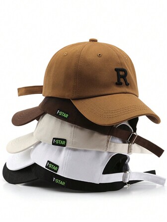 1頂男女通用時尚棒球帽，刺繡大寫字母“r”休閒帽