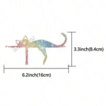 1 pieza Pegatinas de gato divertidas, pegatinas de diamantes de imitación innovadoras, pegatinas brillantes y brillantes, pegatinas de equipaje lindas, pegatinas de autos de dibujos animados, adecuadas para autos, motocicletas, cascos, portátiles, refrigeradores - Plateado - Ver 3