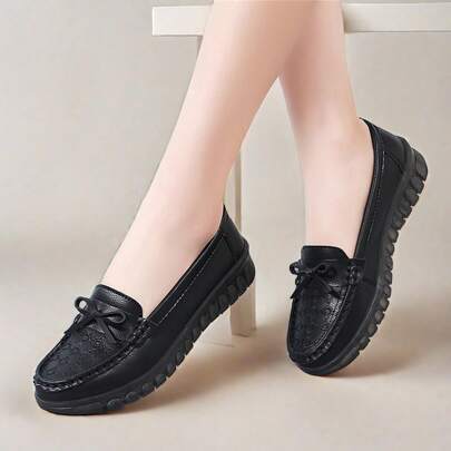 新款女士平底鞋,蝴蝶結設計,舒適、透氣、防滑、防異味,適合春秋季中年女性