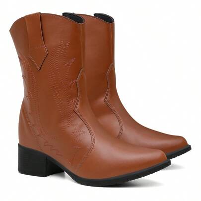Bota Feminina Texana Bico Fino Cano Curto Confortável