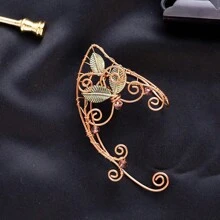 1pc Rose Gold Copper Wire Wrapped Bead & Leaf Handmade Weaved Ear Cuff Clip-On Elf Ear Jewelry - Ear Hook - View 10