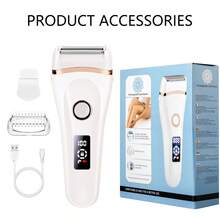 1 Pieza Maquinilla De Afeitar Eléctrica Recargable Para Mujeres - Pantalla Led, Depilación Sin Dolor Para Piernas, Bikini Y Áreas Sensibles - Blanco - Ver 10