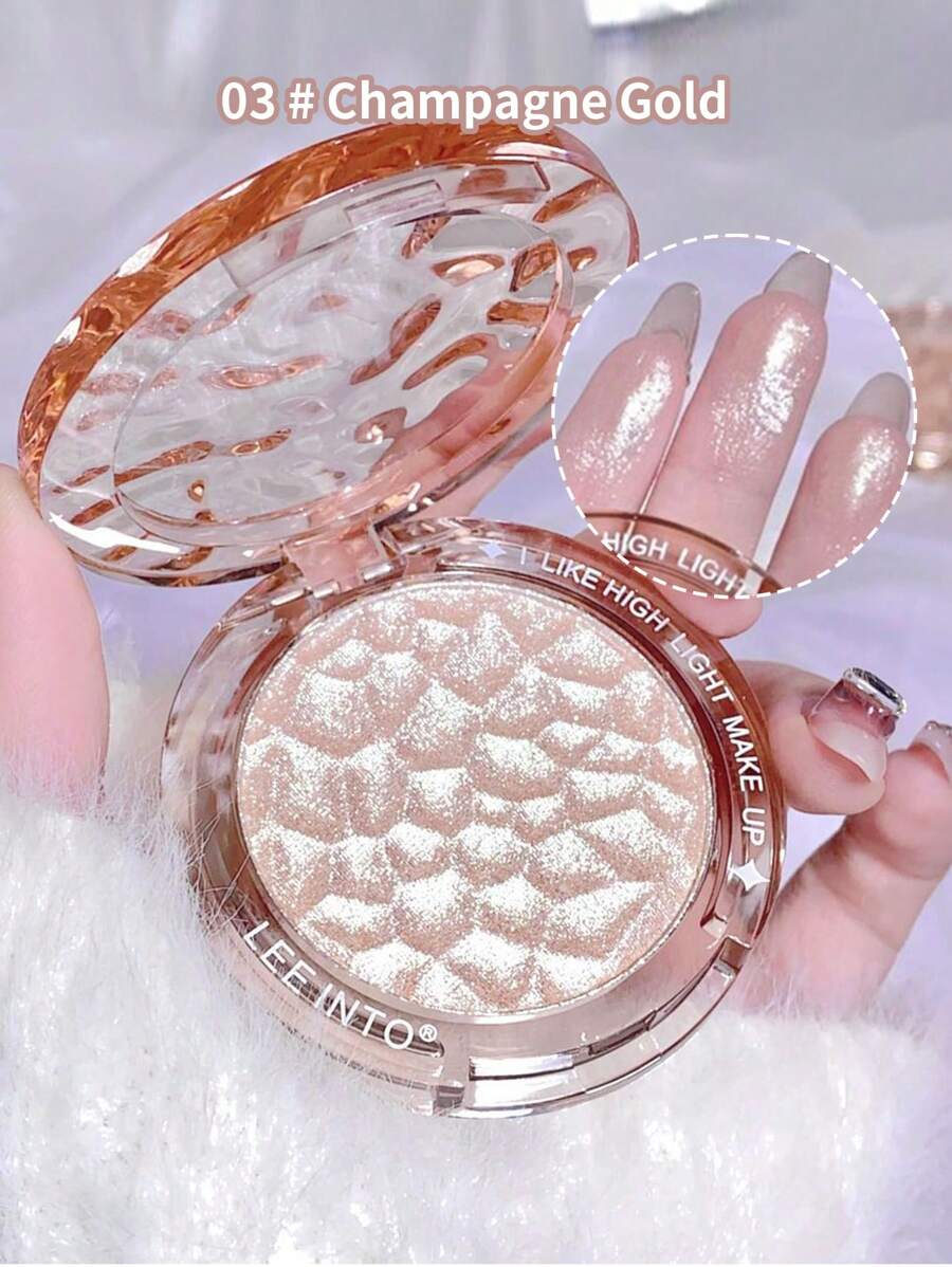 單支含彩虹色閃粉的高光霜粉,長效提亮並容易上妝,持久閃耀效果 - 香檳金 - 查看 1
