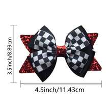 Phụ kiện tóc nơ lấp lánh 4,5 inch có chấm bi, ca rô đen trắng hoặc hình con bò Kẹp tóc trái cây Mũ nón Series - Nhiều màu - Xem 2