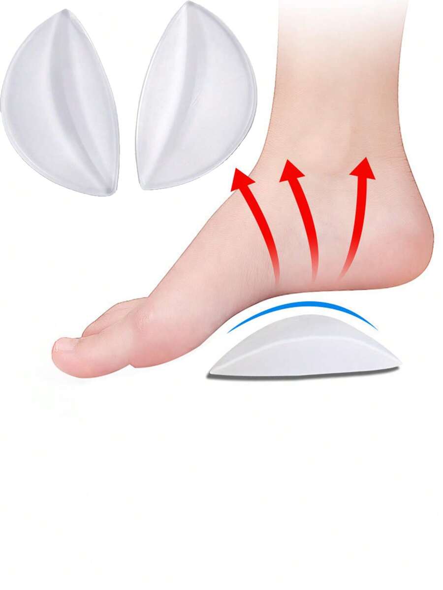 1pair Nylon EVA Athletic Arch Support Insoles, Half Insole - Clear - View 1