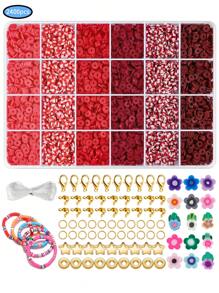 2400 件黏土珠手鍊製作套件,預科生友誼扁平聚合物珠珠寶製作套件,帶吊飾和彈力繩,女孩工藝品禮品套裝