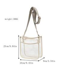 透明斜挎包，可調節肩帶透明女士手提包，適用於音樂會節日等場合 - 杏色 - 查看 5
