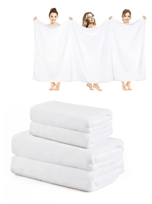 3pcs/Set Ultra-Fine Fiber Towel Set For Beauty Salon, Barber Shop, Bathing, Etc. - White - View 1
