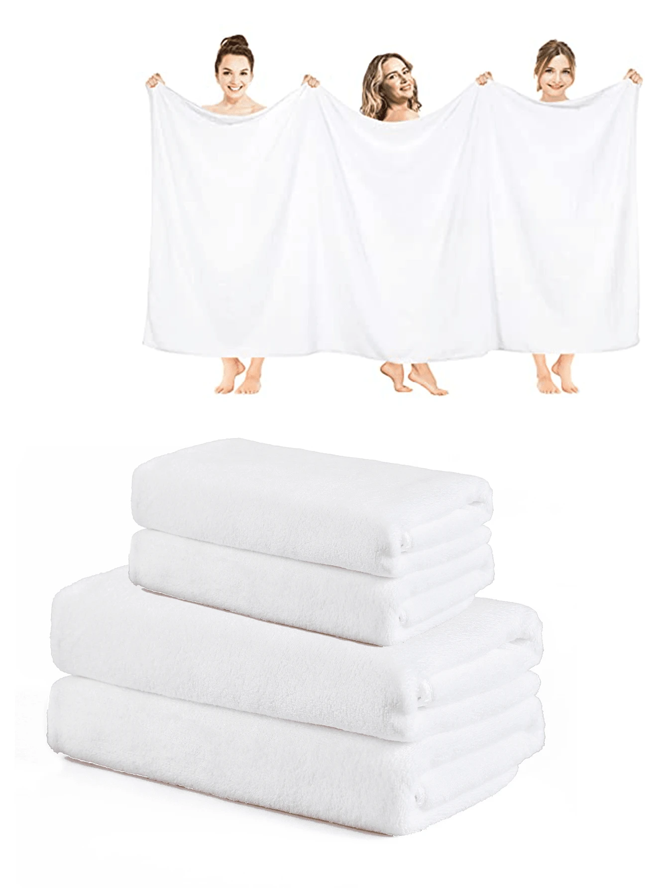 3pcs/Set Ultra-Fine Fiber Towel Set For Beauty Salon, Barber Shop, Bathing, Etc. - White - View 1