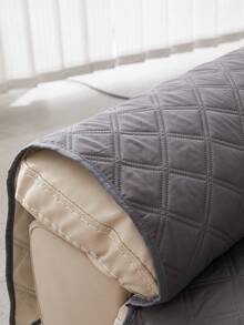 1pc Waterproof & Oilproof Chaise Lounge Cover, Four Seasons Universal Sofa Cushion Cover With Anti-Slip Buckles & Removable/ Washable Fabric Sofa Slipcover - Dark Grey - View 1
