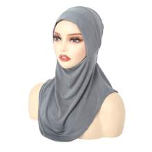 Plain Inner Cap Head Scarf With Elastic Neck Cover And Head Wrap For Women - Multicolor - View 11