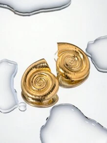 Uworld 1對18k鍍金不鏽鋼螺旋耳環與配對戒指,千篇一律的派對佩戴首選 - 金黃色 - 查看 10