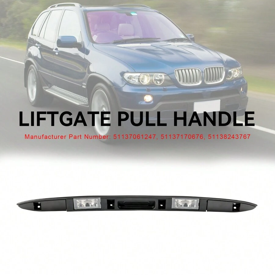 Trunk Lid Licence Plate Grip With Key Button 51137170676 Fit BMW X5 E53 - Black - View 1
