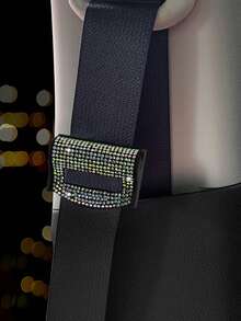 1pc Car Seat Belt Clip With Rhinestone Decor, Seat Belt Adjuster/Stopper - Multicolor - View 2