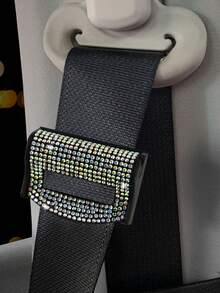 1pc Car Seat Belt Clip With Rhinestone Decor, Seat Belt Adjuster/Stopper - Multicolor - View 3