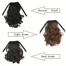 Ponytail With Hair Tie Wrapped Around Curly Wavy Ponytail Extensions Synthetic Clip In Hair Extensions Elegant For Daily Use Hair Accessories
