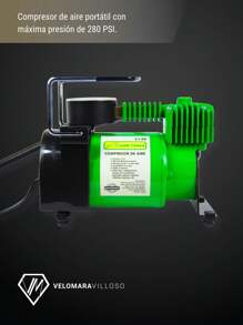 Compresor Mini De Aire Portatil 12v Electrico Inflador De Llantas Con Manguera Y Maletin - Verde Oliva - Ver 3