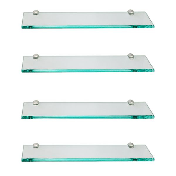 Combo de 4 Prateleira em Vidro Incolor 10x60cm